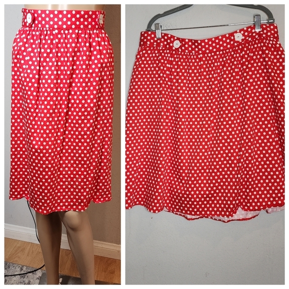 Modcloth Red White Polka Dot a-line pleated skirt. Women's plus size 1X. - Picture 1 of 16
